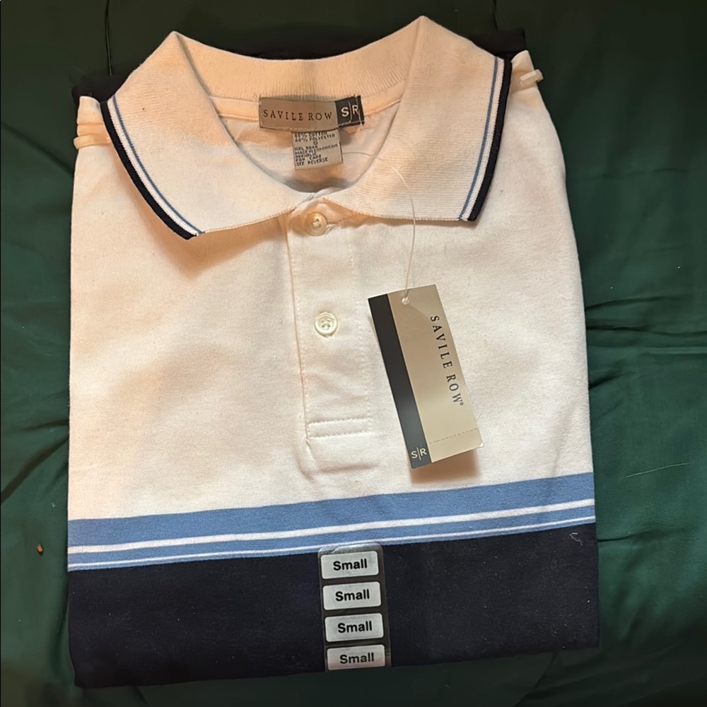 Classic White and Blue Polo Shirt with Striped Detail